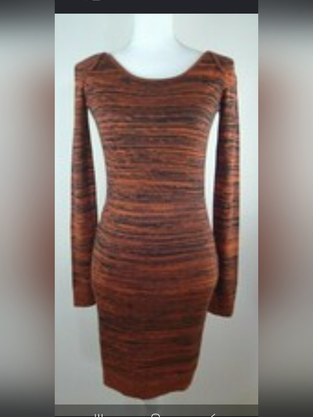 Rebecca Minkoff Striped Bodycon Knit Dress in Rust and Brown